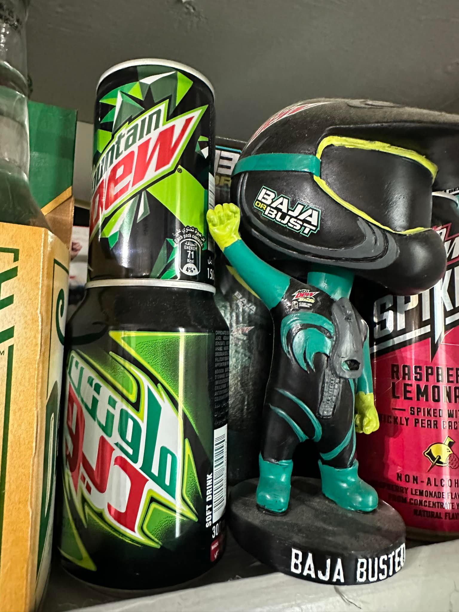 Rare green label art Mountain Dew cans