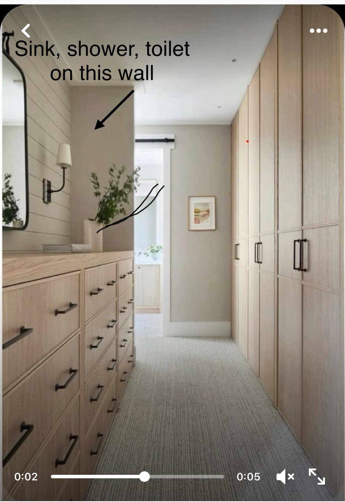 Not my photo but the best I can come up with as my idea. Would it be wierd to have your closet in the bathroom? This would be my kids bathroom, they
