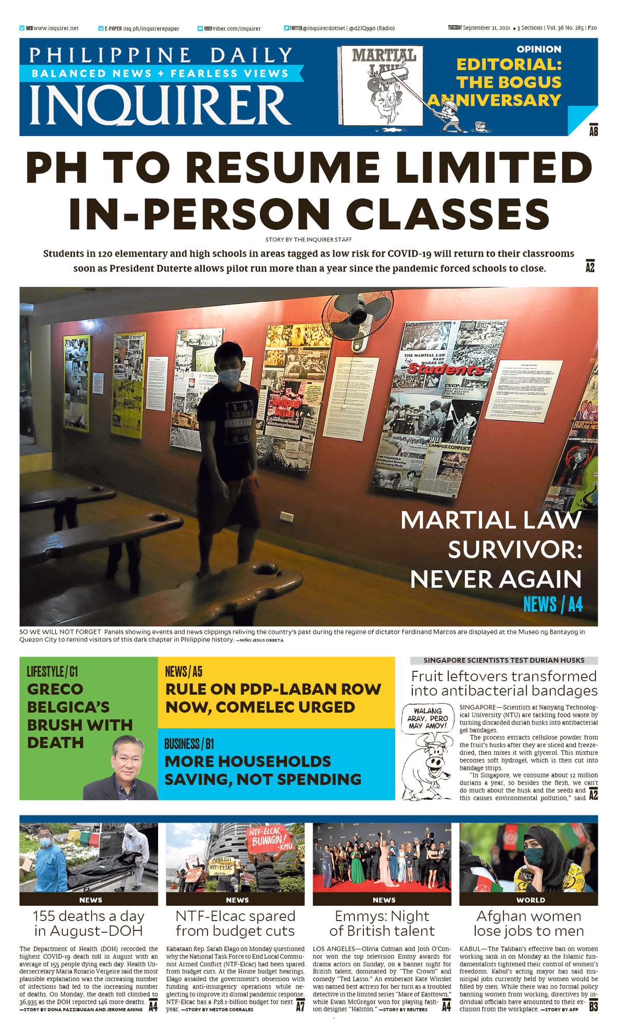 INQUIRER.net - Today's Inquirer front page (September 21,...
