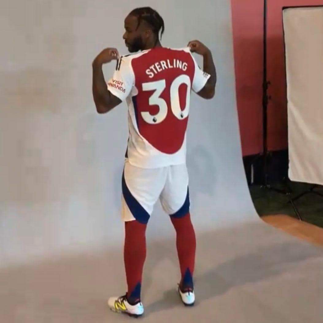 Jersey number 30 for Raheem Sterling at Arsenal.