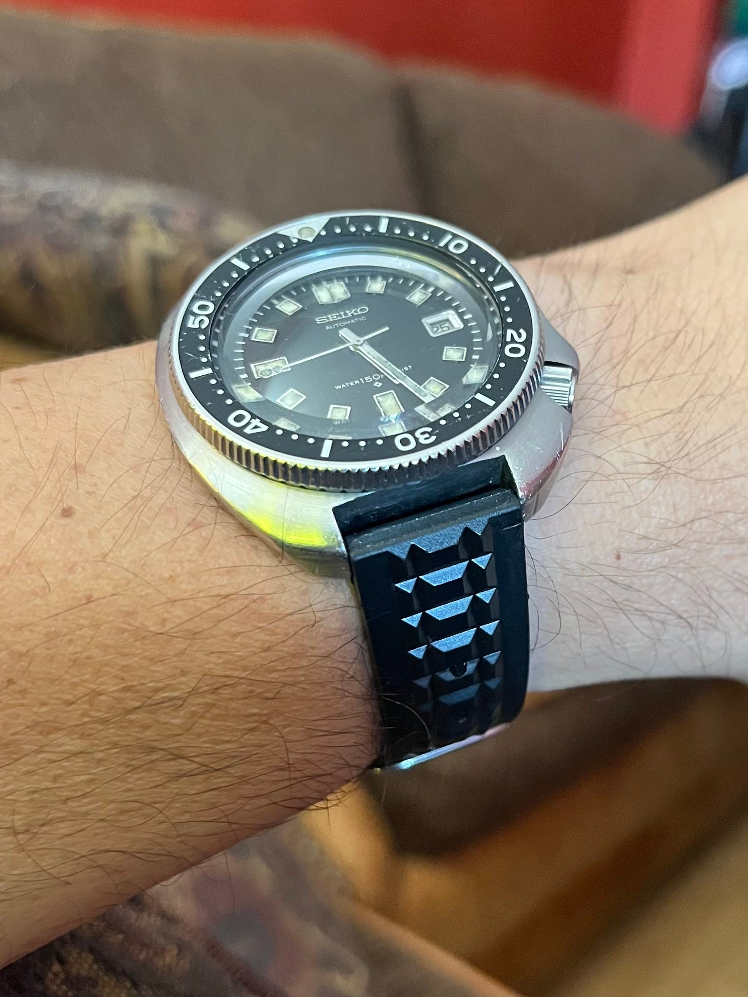 Cinturino In Gomma Nero 19 Mm Stile Barretta Di Cioccolato Per Seiko 6105, 6217 Captain Willard E Citizen Promaster