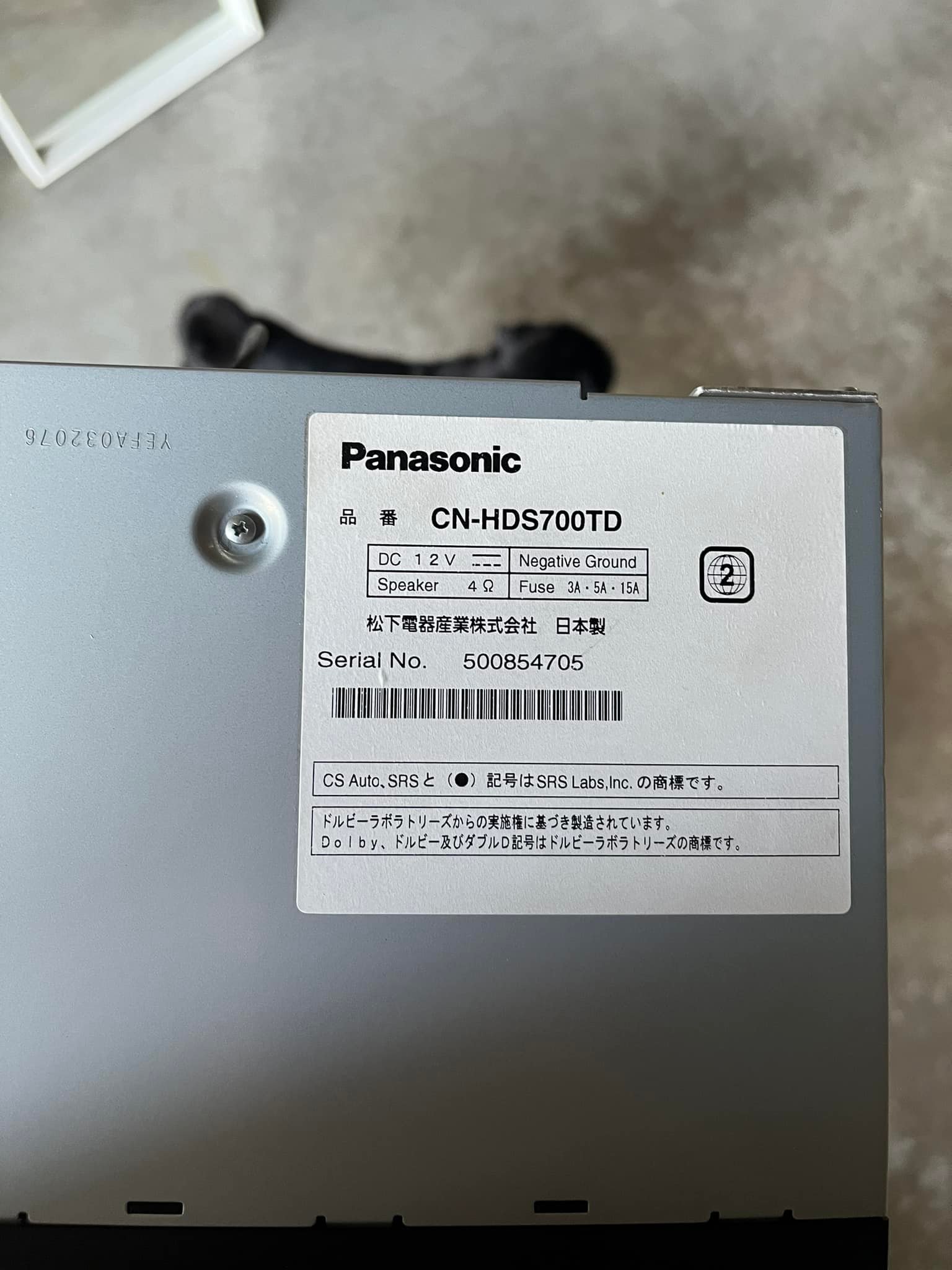 Free Panasonic CN-HDS700TD head unit for parts in Vancouver