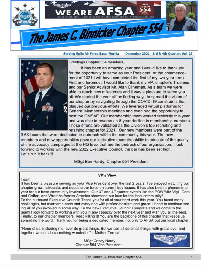 As we close out 2021 here... - AFSA Chapter 554 - Eglin AFB