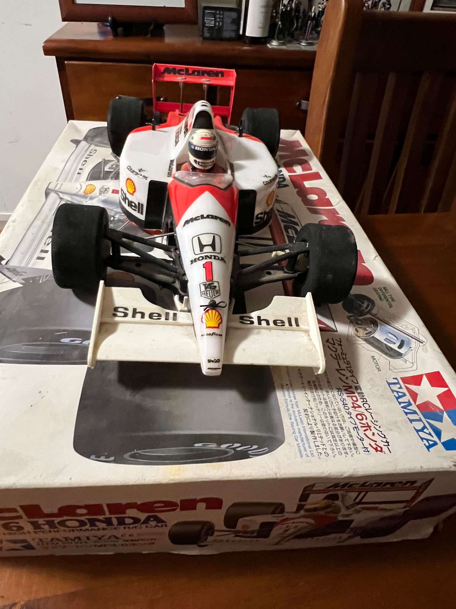 Unused 1992 F1 McLaren Tamiya RC model with deteriorated tires