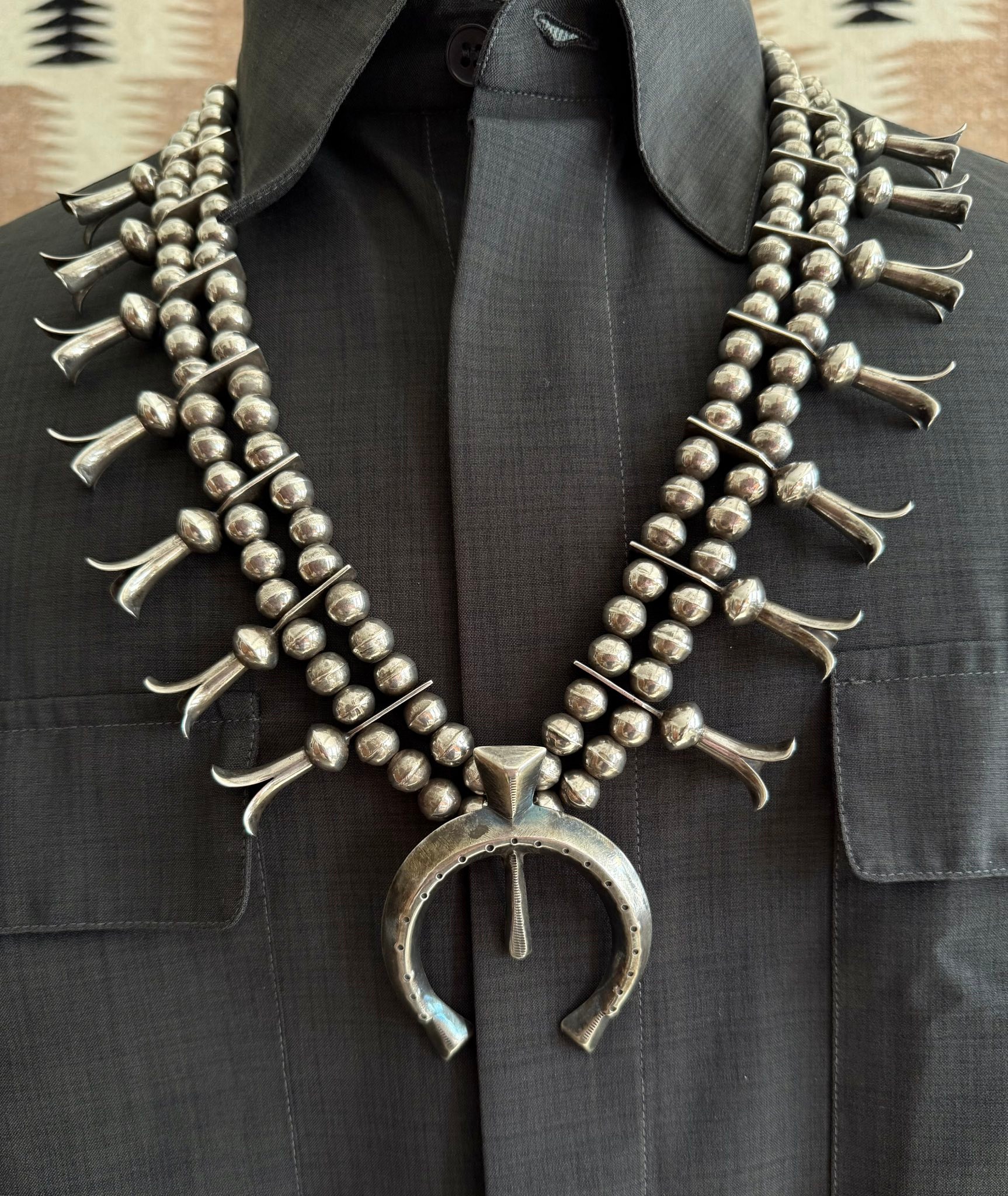 Mid 20th century silver squash blossom necklaces