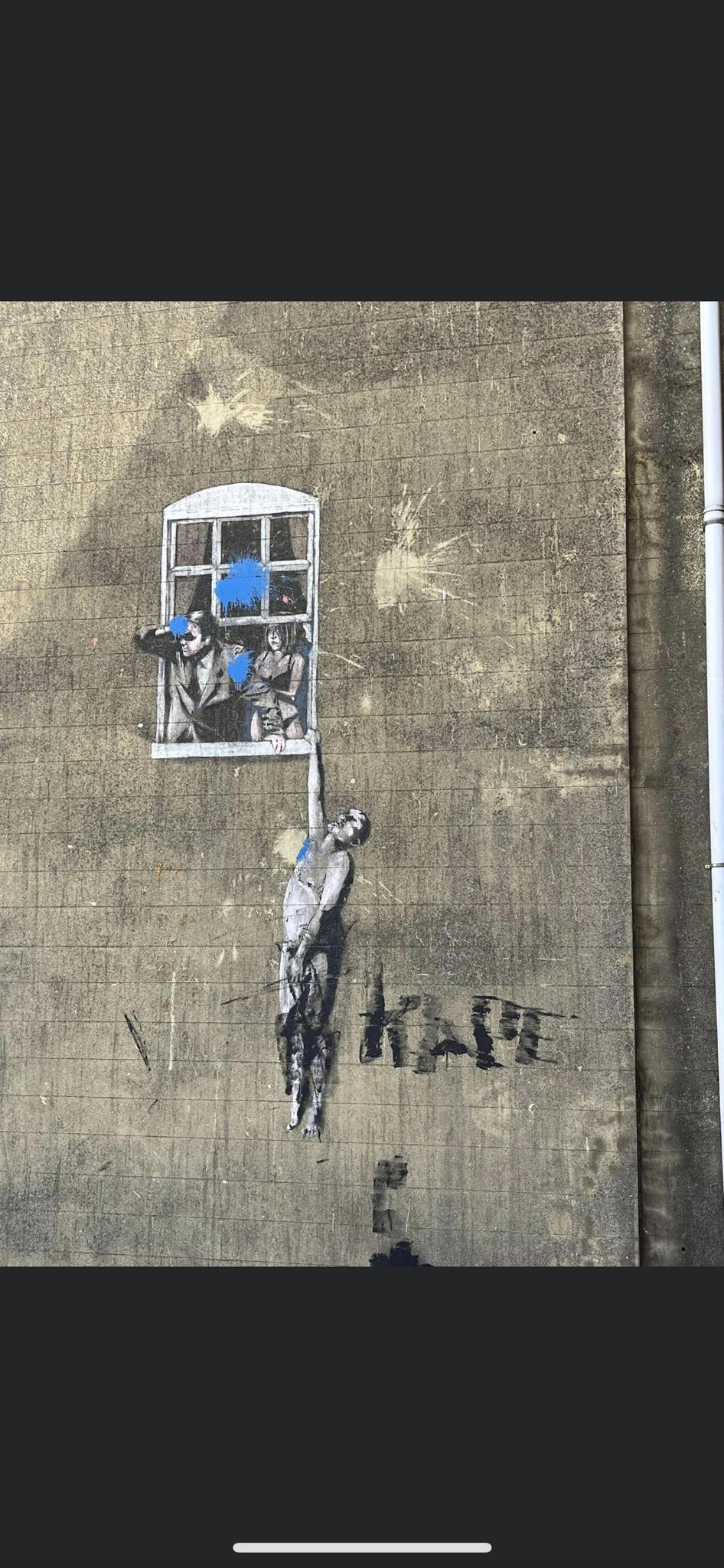 Banksy's 'Boy Meets Girl', found on the side of the Full Moon