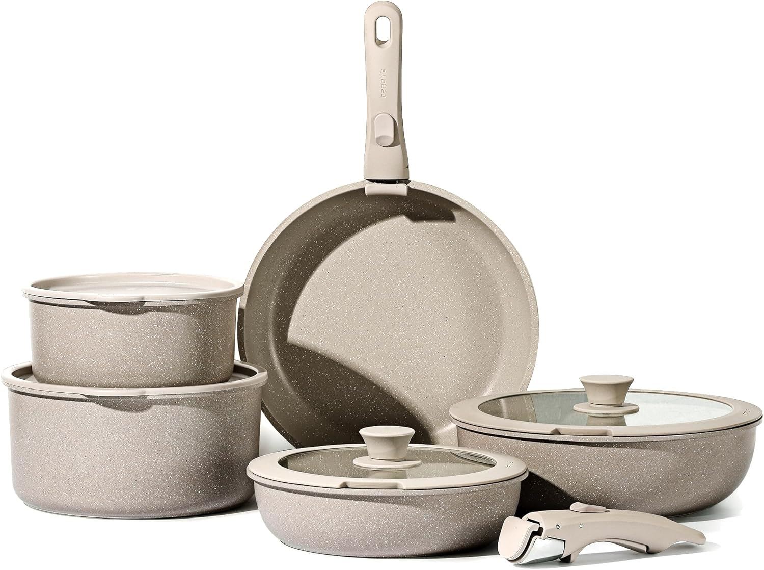 GreenLife 10-Piece Stainless Steel Pots & Pans Set - Detachable Handle, Stackable, PFAS-Free & Induction Safe