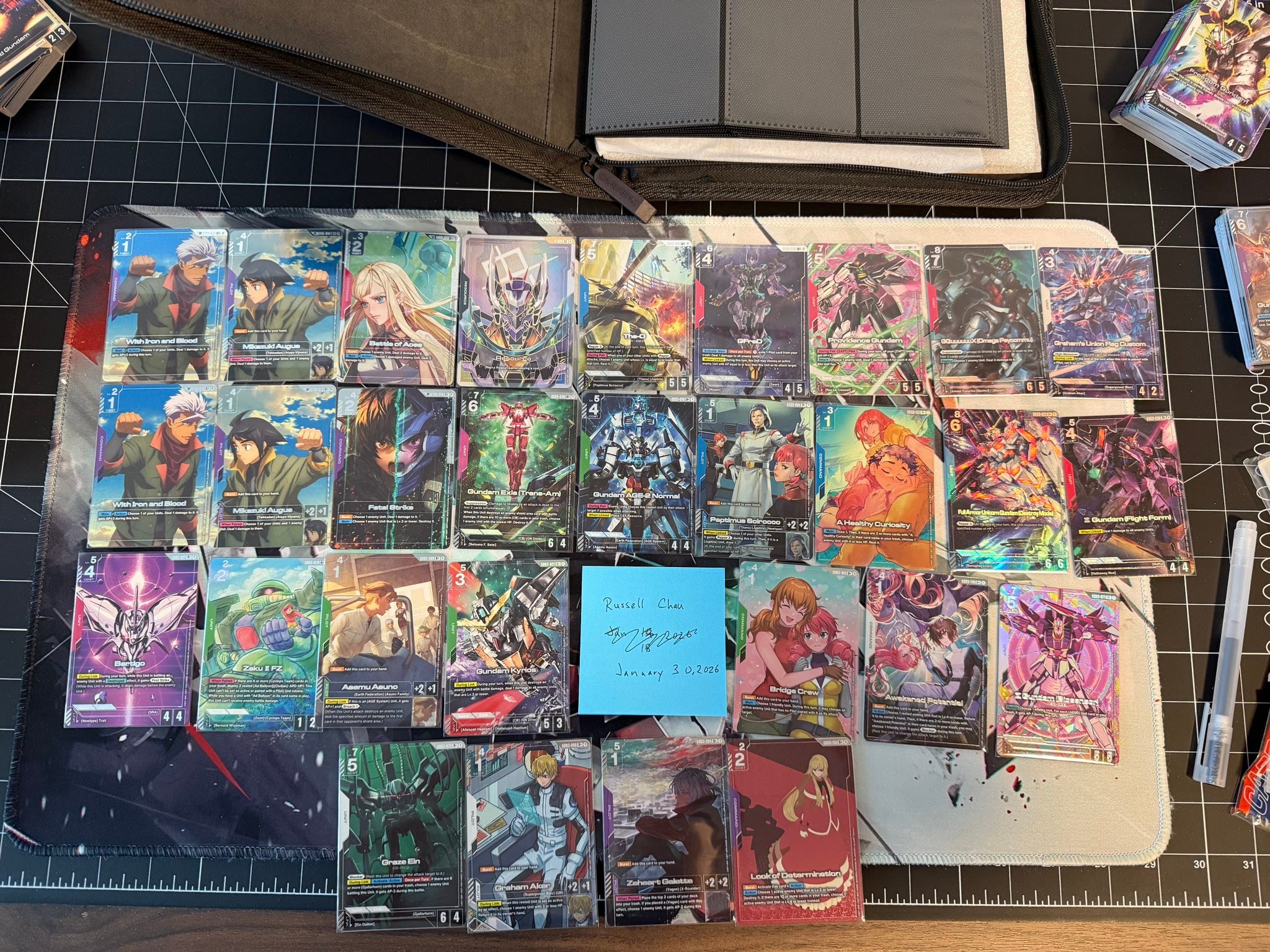 Gundam card collection with PSA 10 grades and C resources