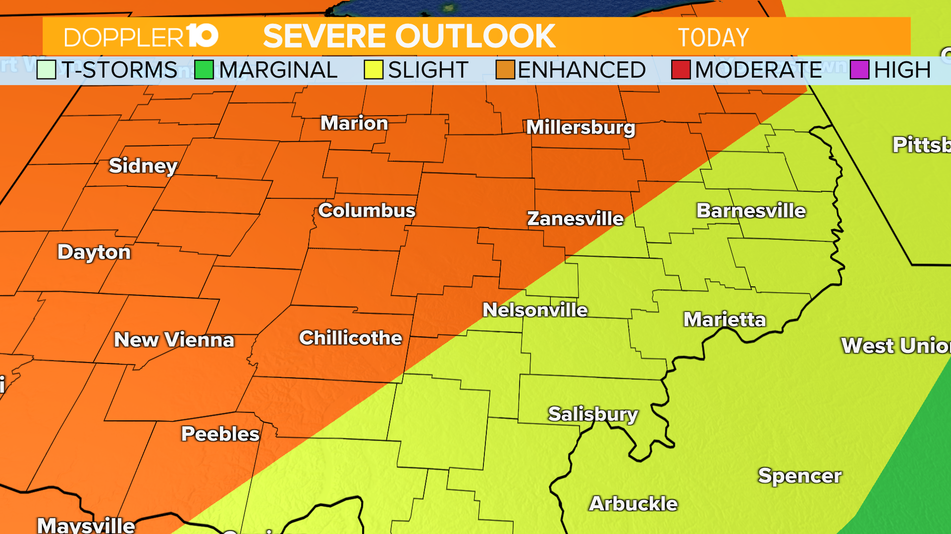 10TV - WBNS - Central Ohio is at an enhanced risk for severe weather ...