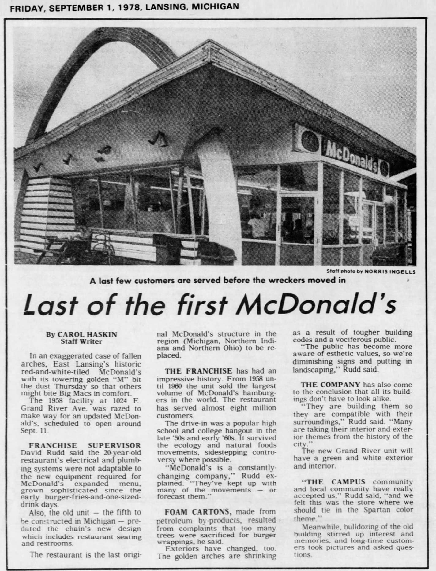 Michigan's last 1900s McDonald's restaurant location