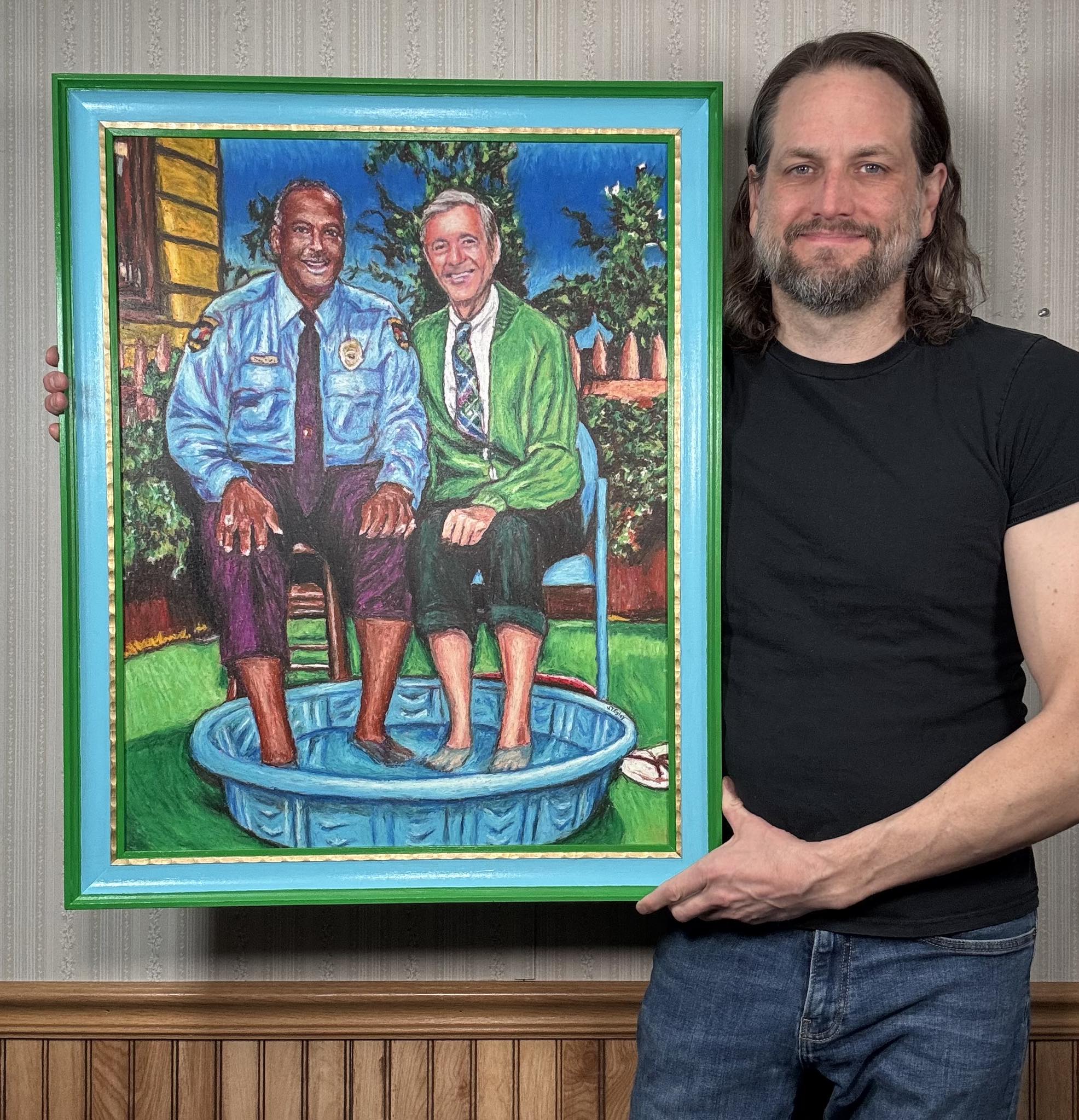 Mister Rogers' Neighborhood art with Fred Rogers and Officer