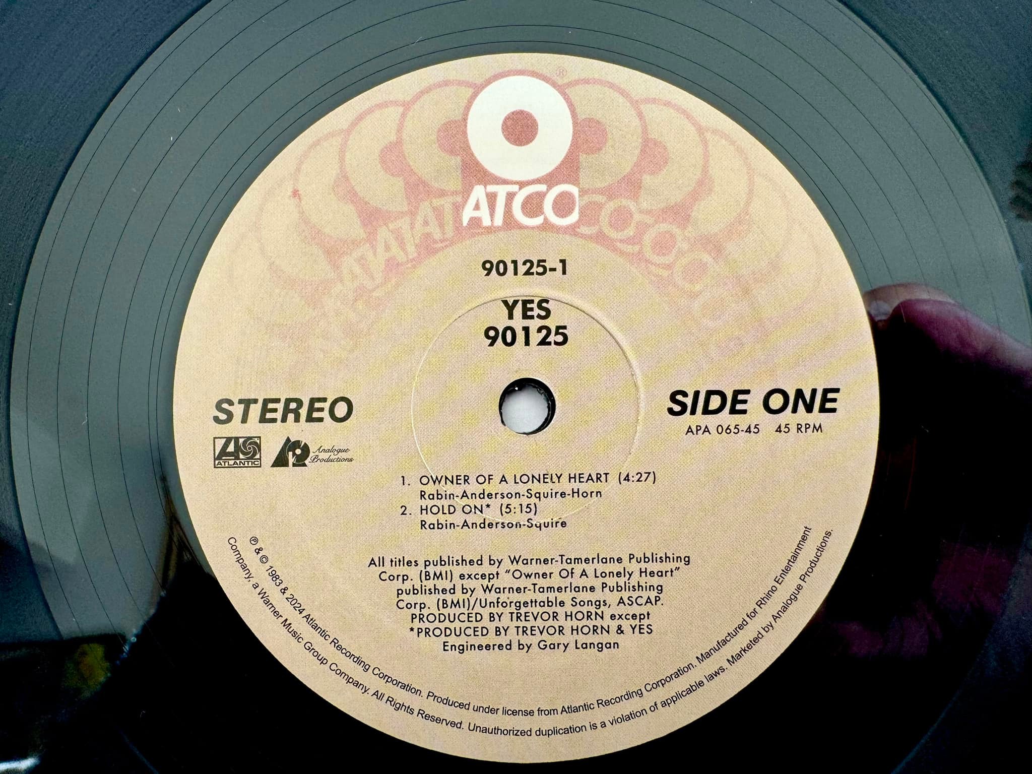 Stunning audio quality on 45rpm '90125' vinyl