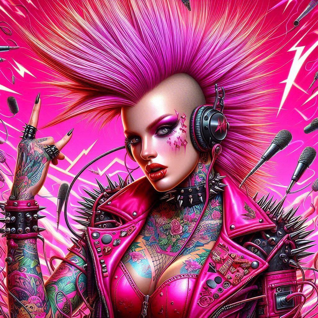 hyper realistic punk art, with razzmatazz pink**