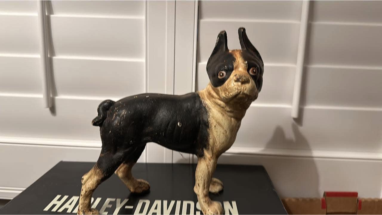 Hubley Boston Terrier In Ghisa &ndash; Cane D'Epoca Rivolto A Sinistra