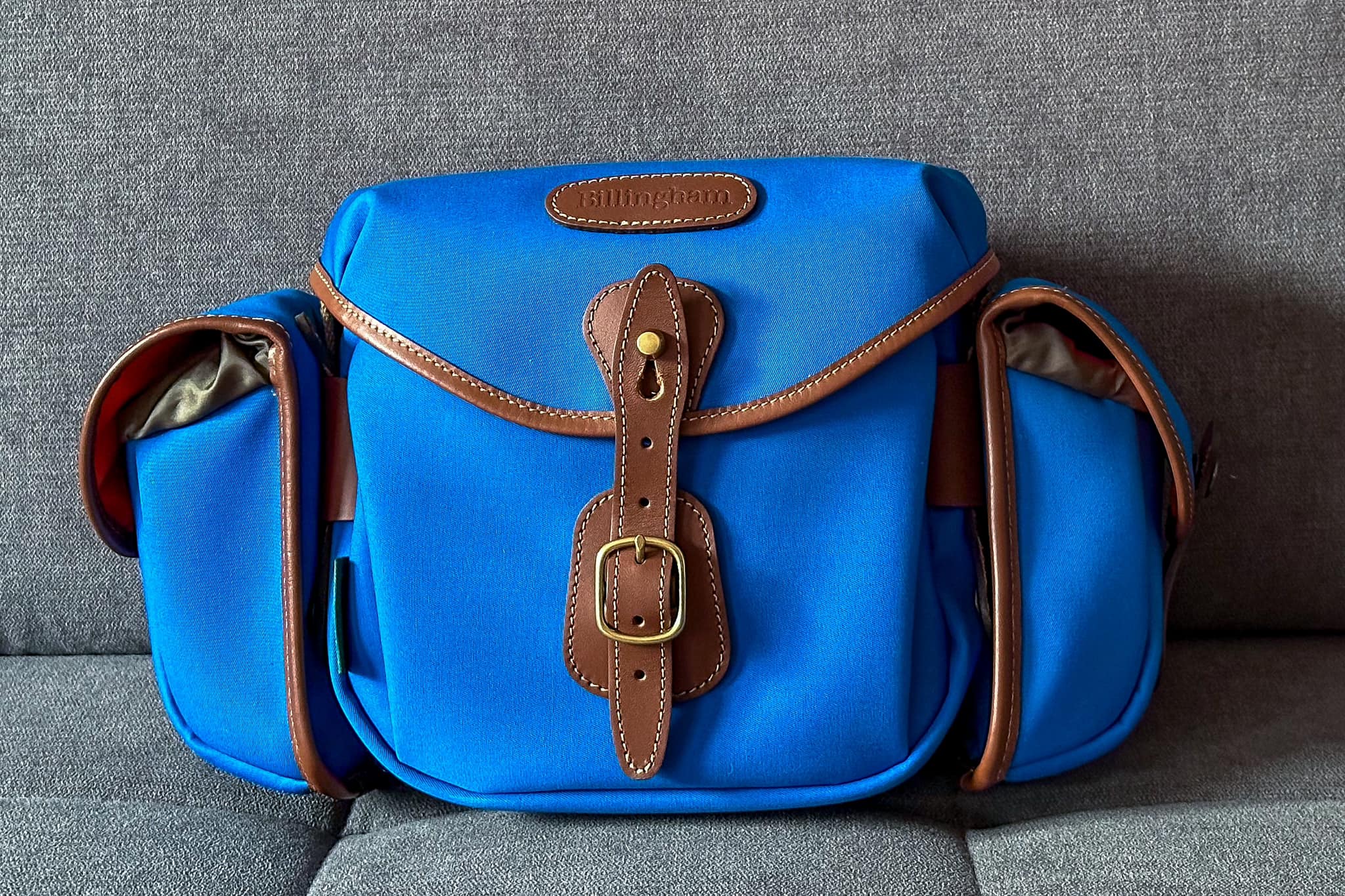 The Billingham Hadley Digital in Imperial Blue Canvas with Tan