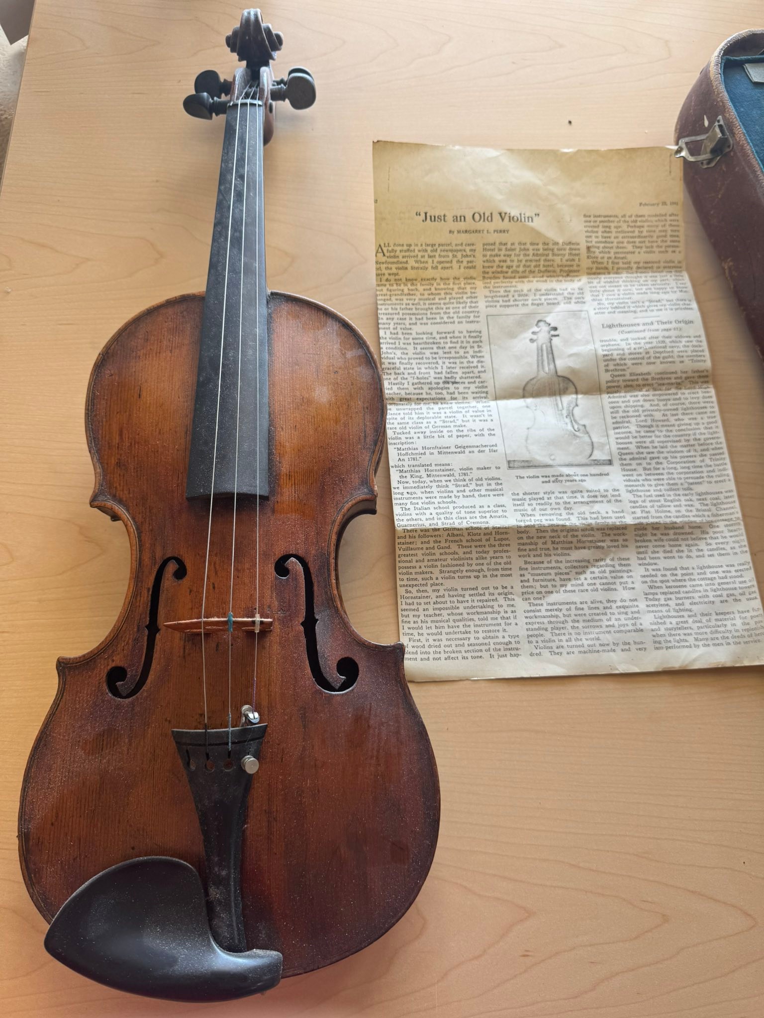 What is the value of a Jacobus Hornsteiner 1927 handmade violin?