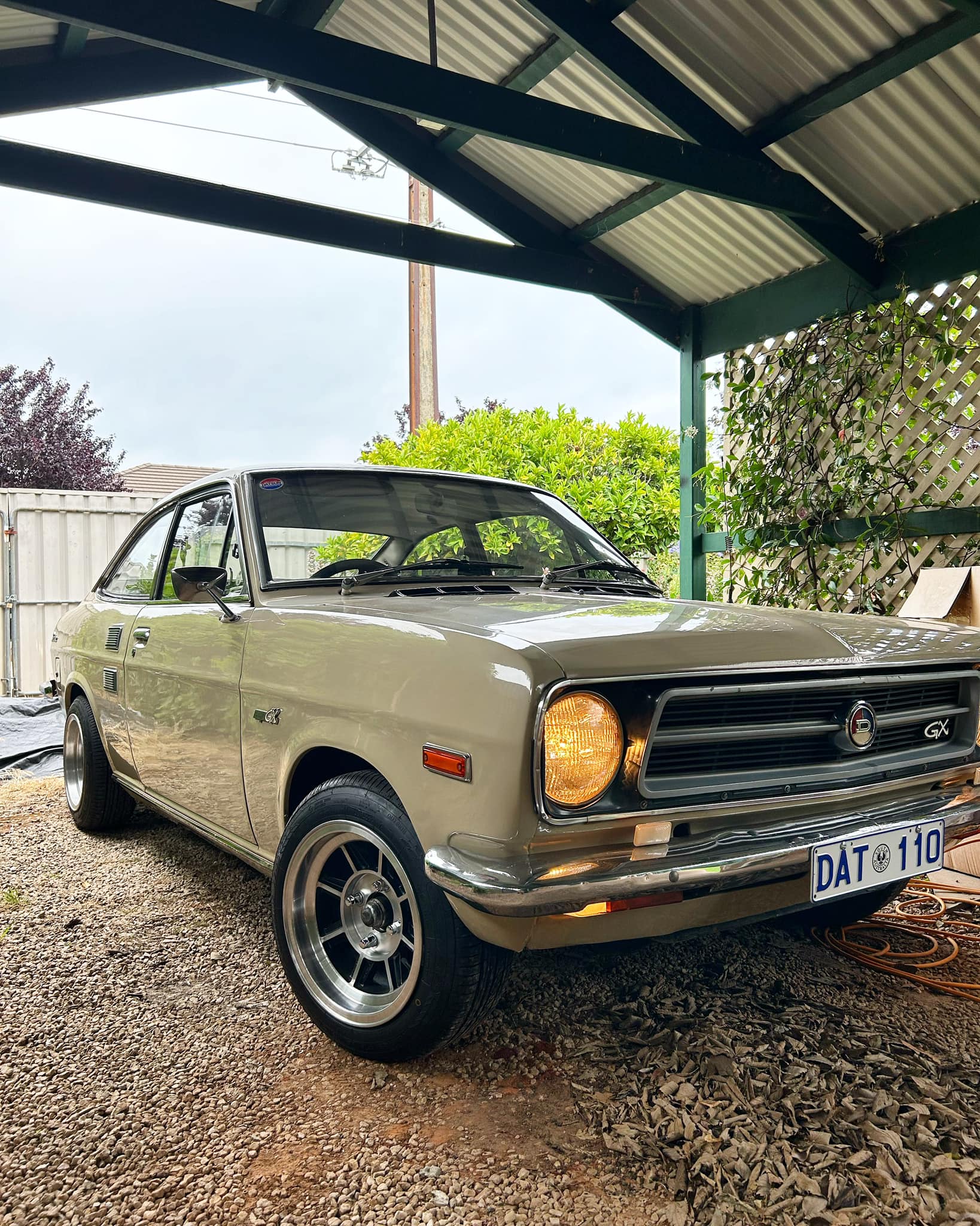 My 73 Datsun 1200 on 13x7 Hayashi Streets. +7 front and -6 rear