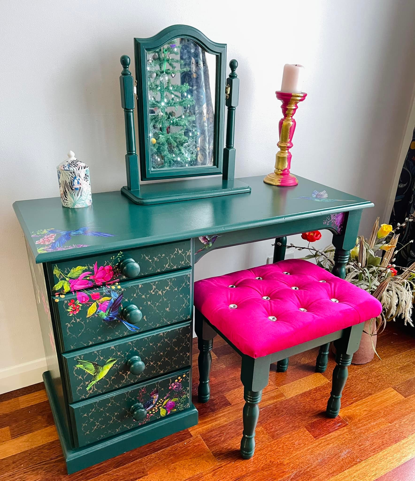 pink and green dresser From simple pine to beautiful bold and fuchsia dresser! wedding dress guest dresses