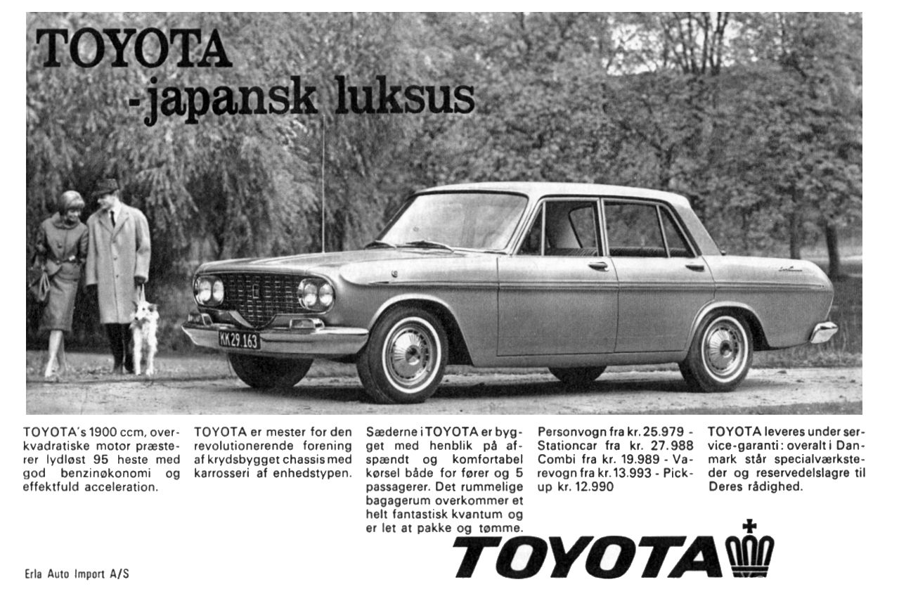 1964 Toyota Crown Ad. Denmark. TOY japansk japanskluksus sus A
