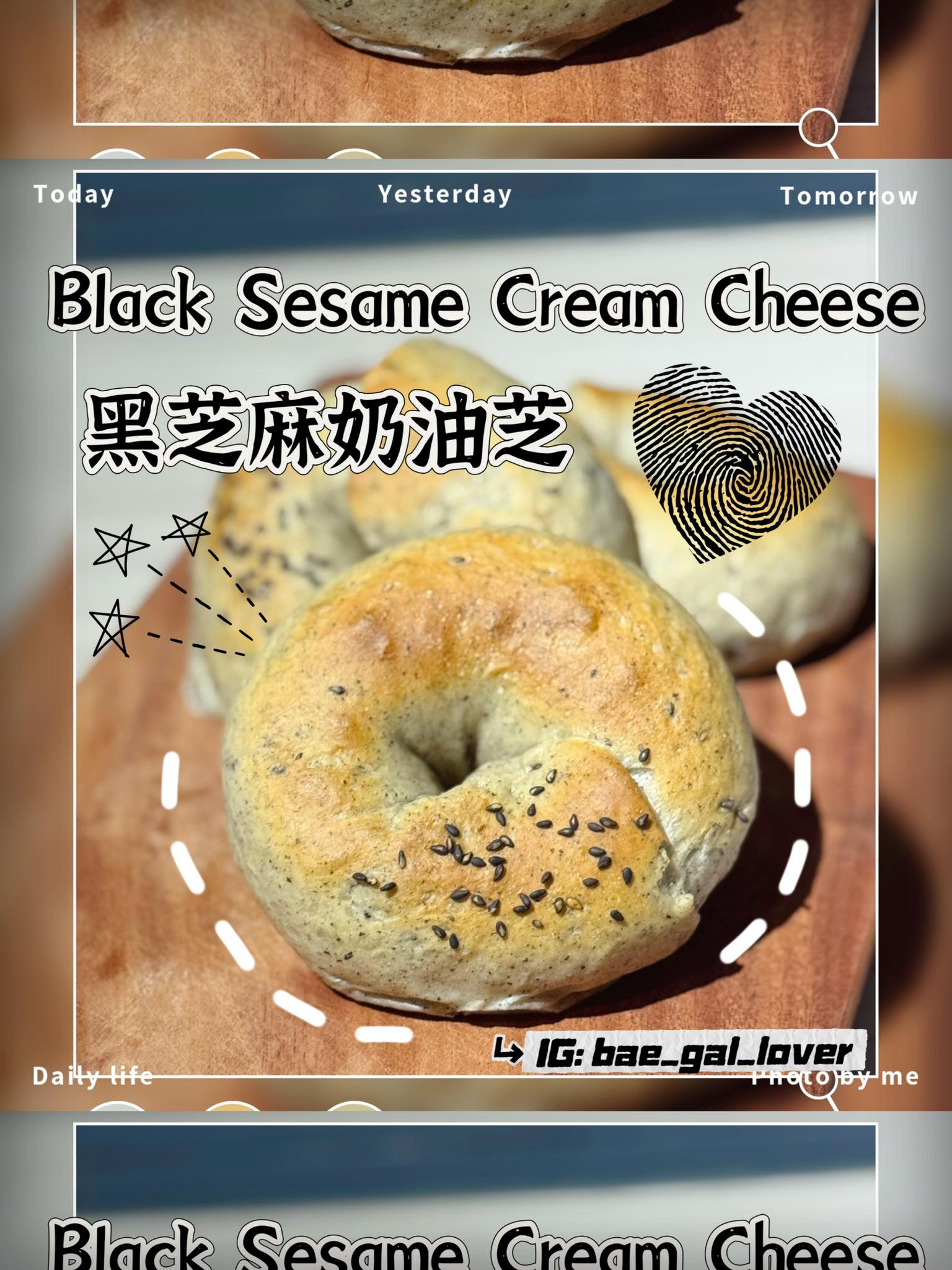Black sesame cream cheese bagel recipe