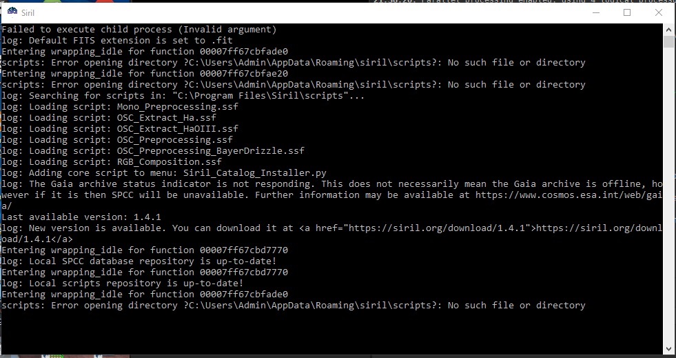 Siril | Just installed Siril and I am getting this error at a command ...