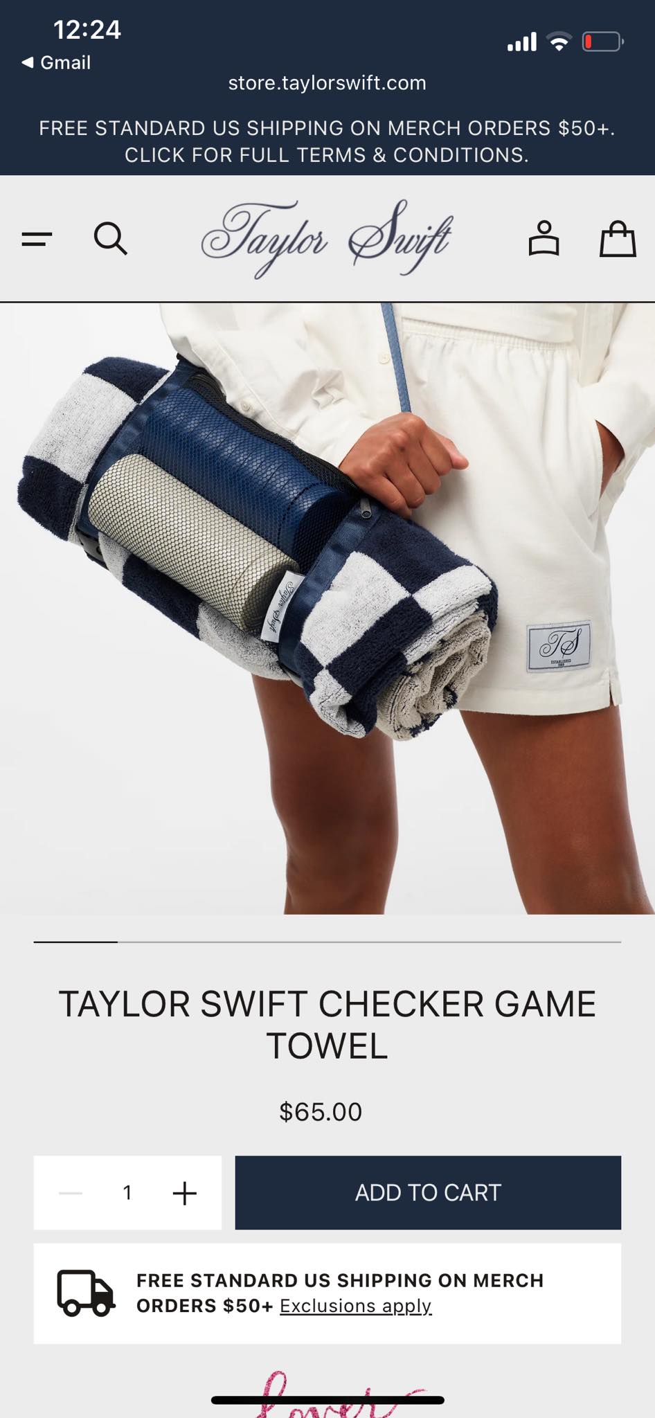 Trade for Taylor Swift Checkers towel