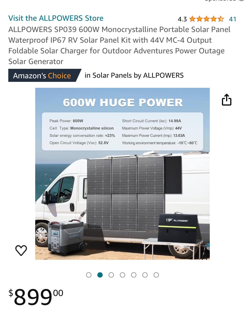 600W Monocrystalline Portable Foldable Solar Panel With 40V Solar Charger Controller