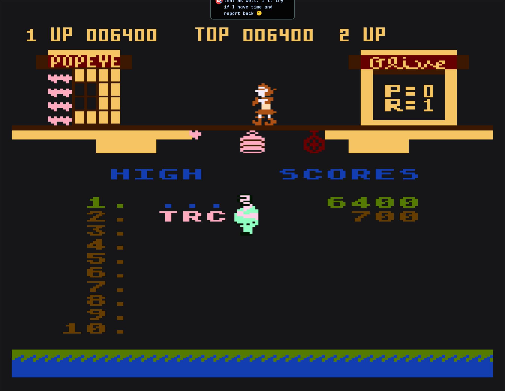Popeye game with high score enabled for Atari 8-bit and Fujinet