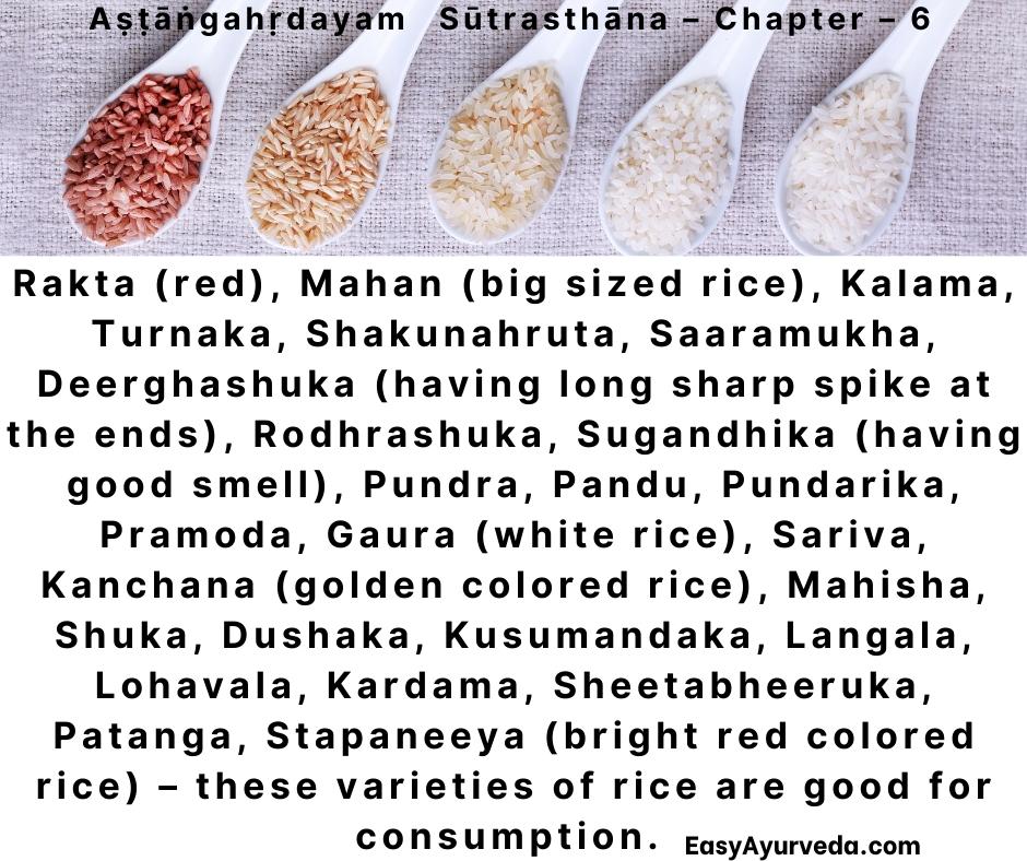 Easy Ayurveda - Shali dhanyas - Types of rice. Explore...