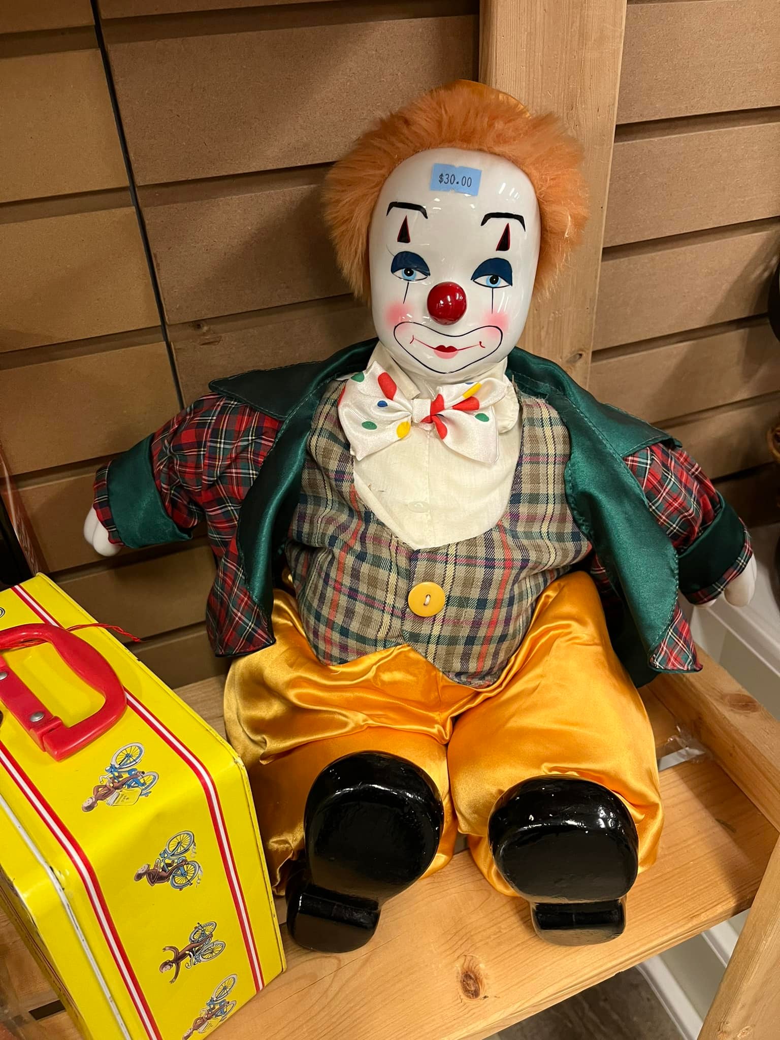 Two clowns on the same bench. Thought y