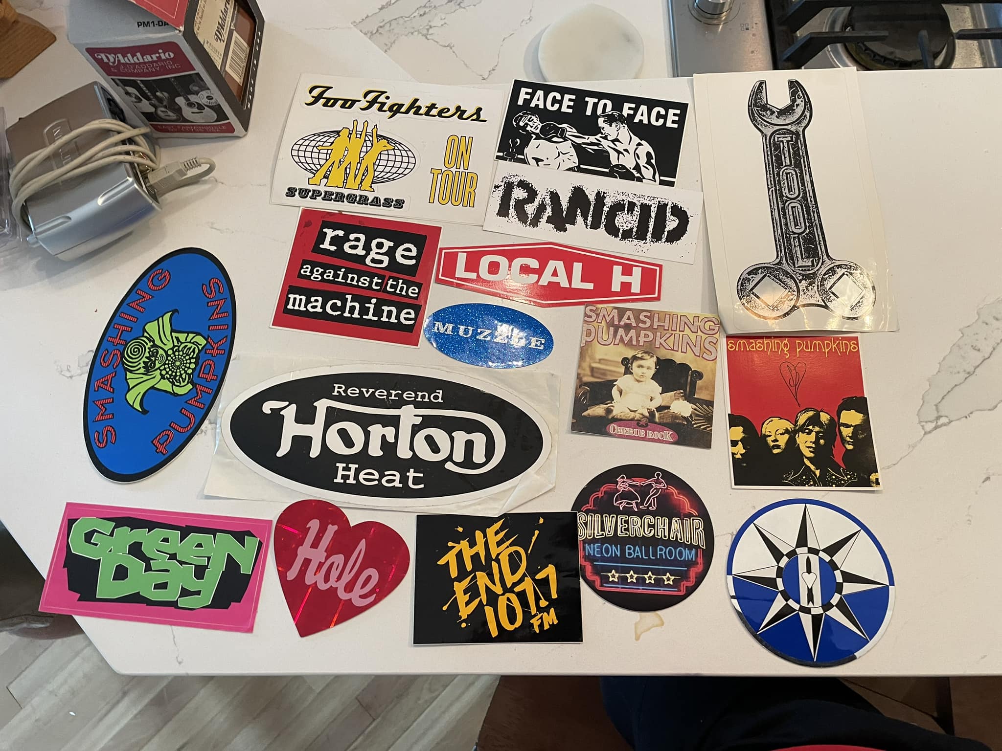 Vintage '90s music stickers found with original backing