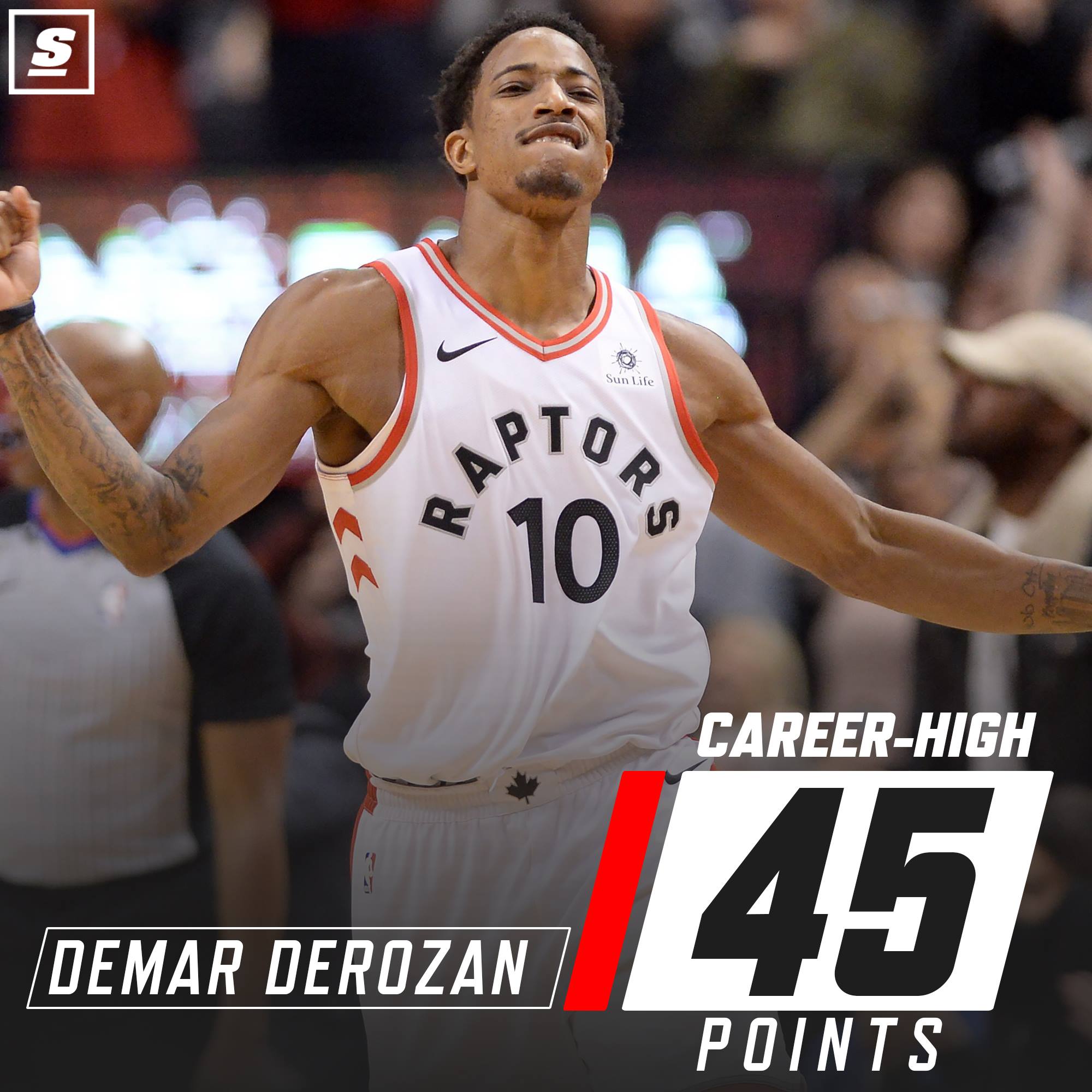 Career-high. ✓ Toronto Raptors franchise record. ✓ DeMar DeRozan 