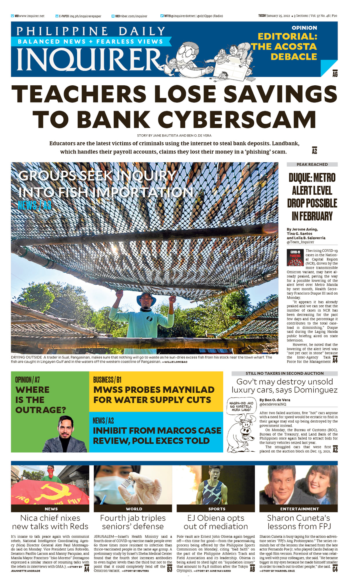INQUIRER.net - Today's Inquirer front page (January 25,...