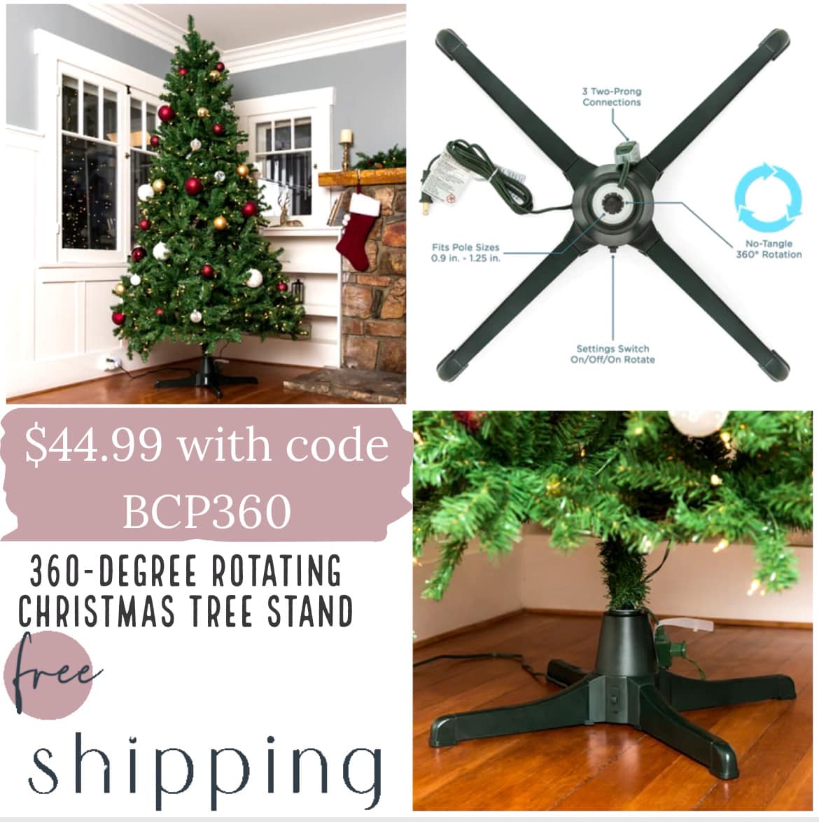 Support Pour Sapin De Noël Artificiel - Rotation 360° - Supporte Jusqu'à 9ft (120lb) - Neuf En Boîte