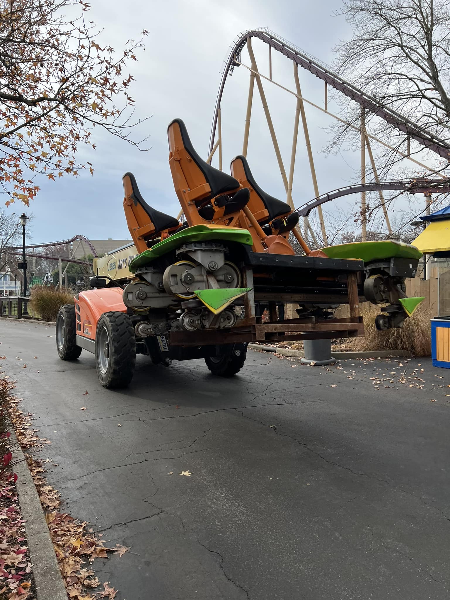 Kings Island - A car from Diamondback is on its way to the...