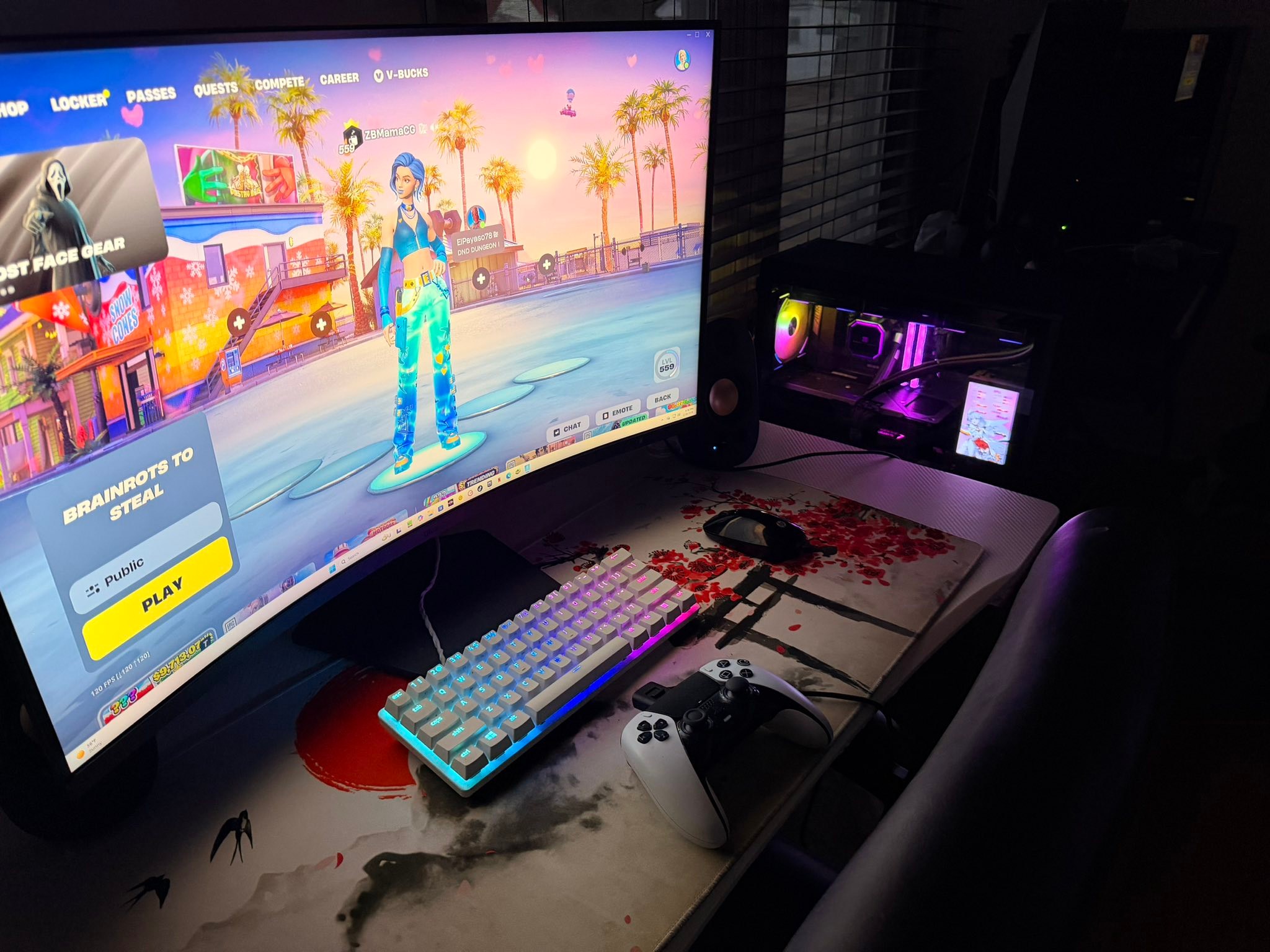Family enjoys gaming together on multiple pc setups