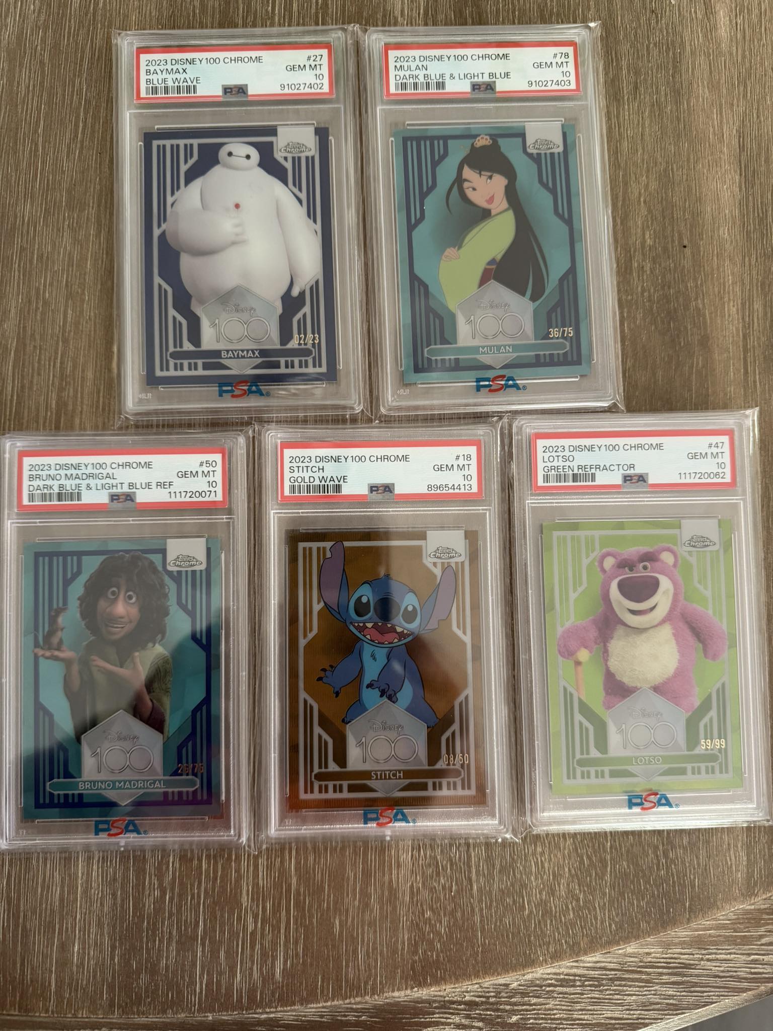 Which Disney 100 Chrome card has the lowest PSA 10 pop count?