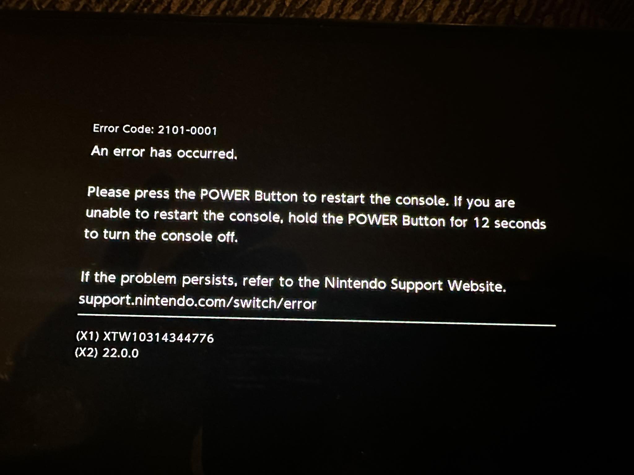 Nintendo switch error message solution?