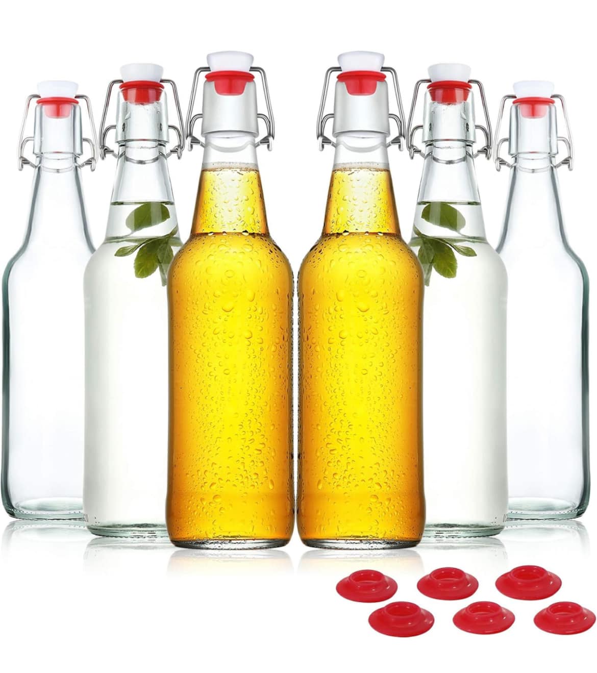 24 Amber Glass 16 Oz EZ Cap Swing Top Bottles - For Homebrew Beer, Soda, Kombucha 3 thumbnail image