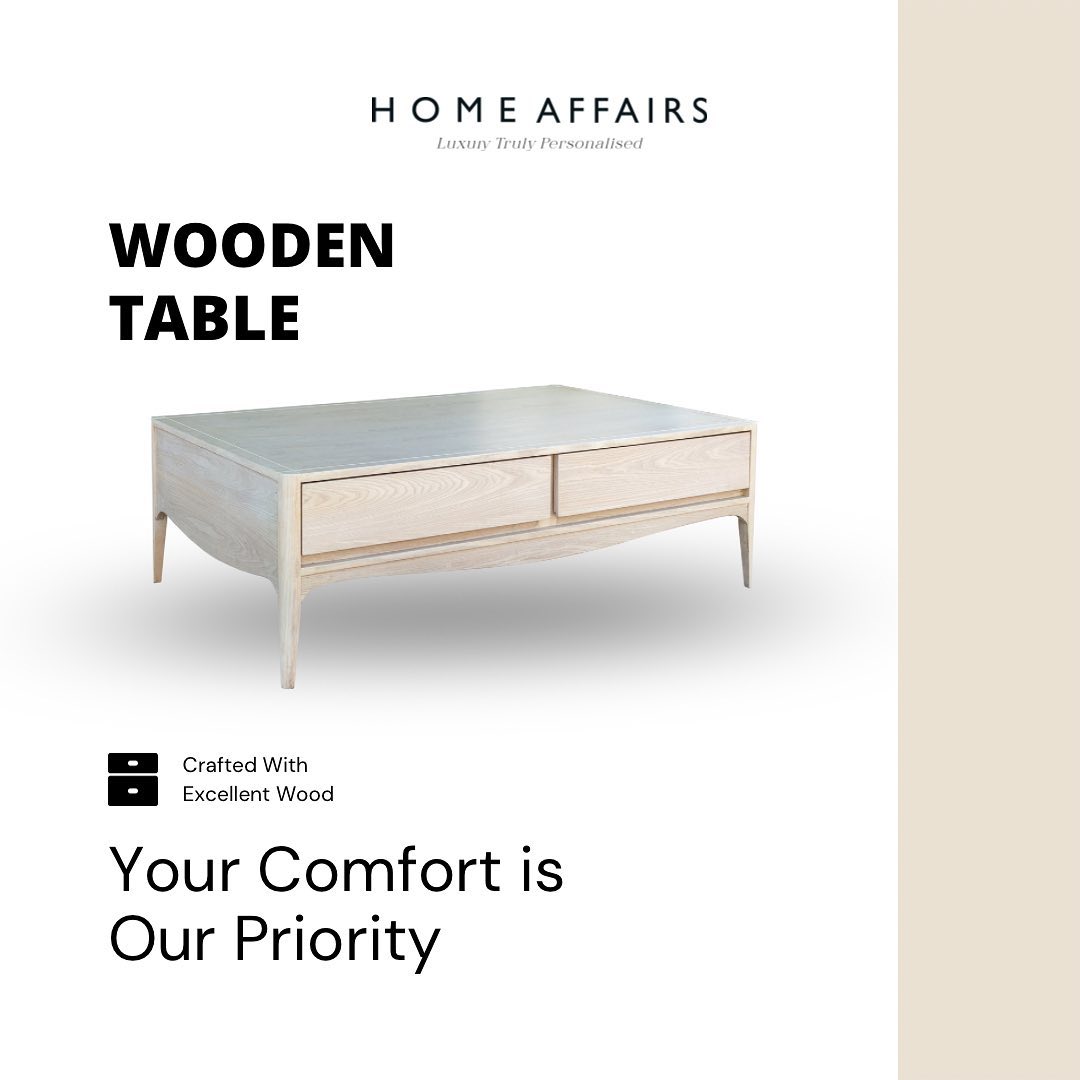 Home Affairs - A low lying solid wood table designed to...