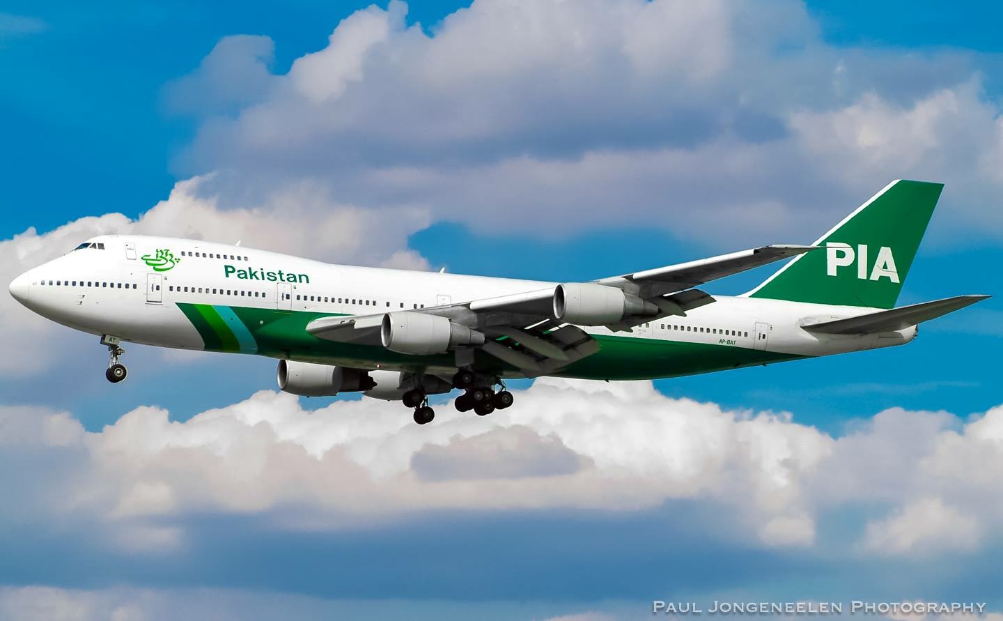 A Pakistan International Boeing 747-200B. Wearing the colourful