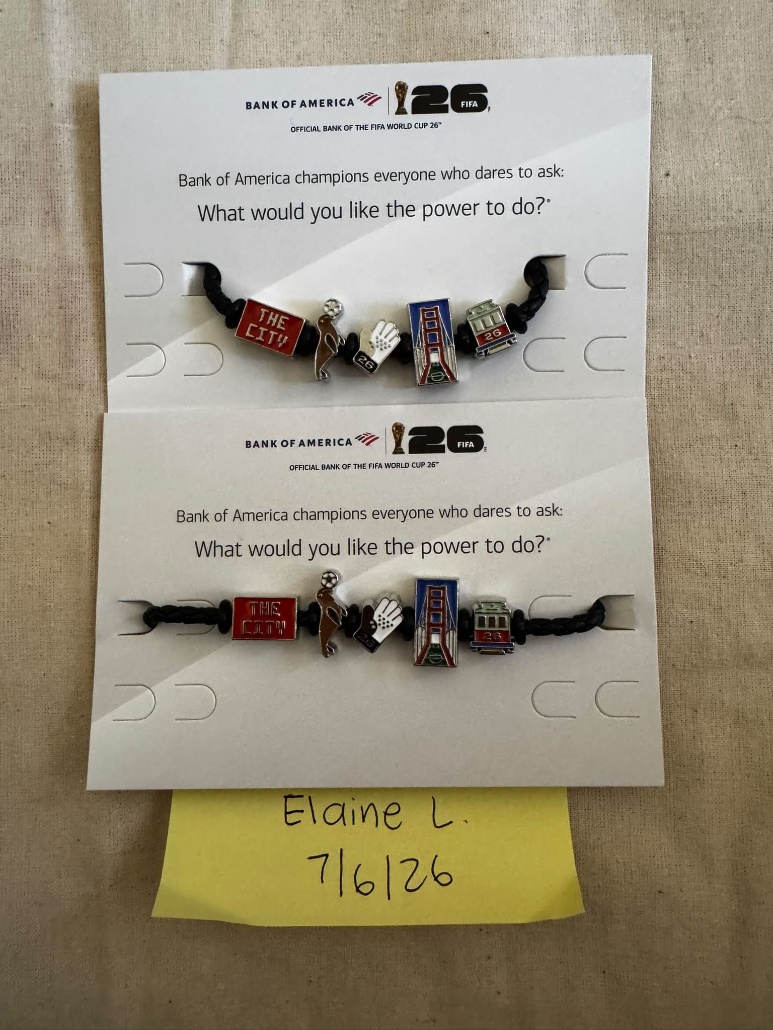 Bank of America FIFA bracelet with Philadelphia charms available