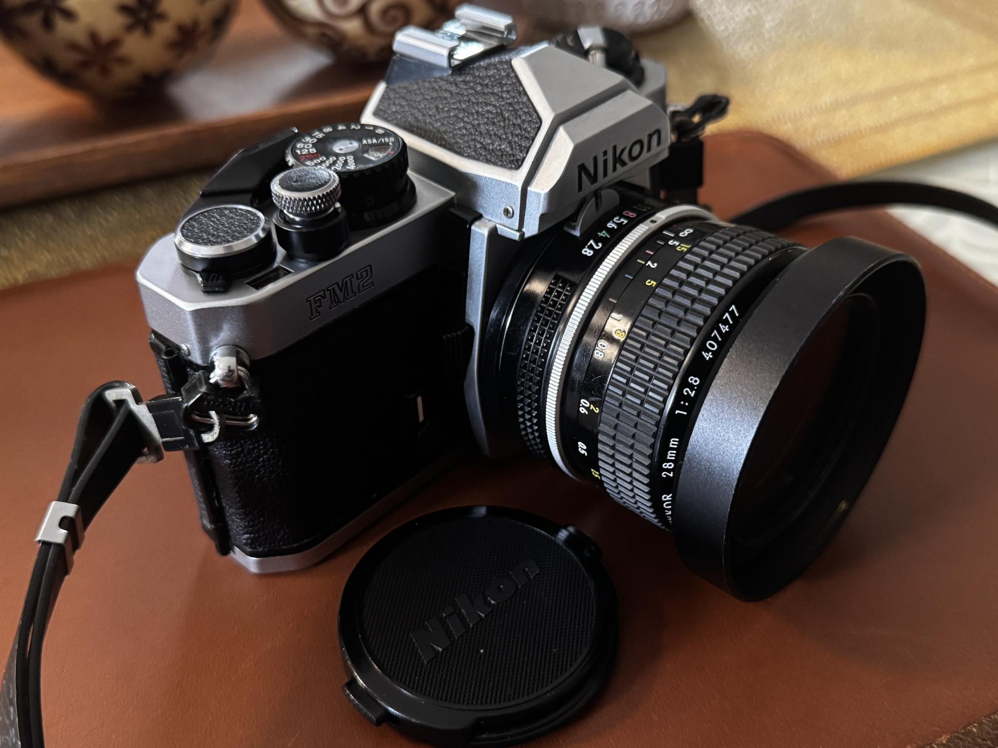Nikon FM2 35mm SLR with manual modes and Nikon 28-85mm lens