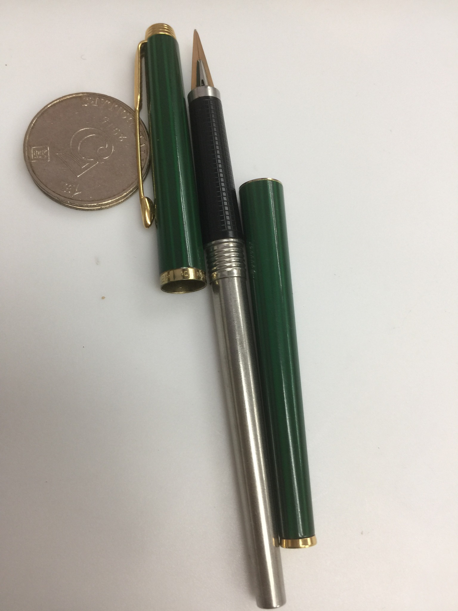 Stylo Roller Parker 180 Laque Malachite & Plaqué Or 18 Carats - Vintage Rare
