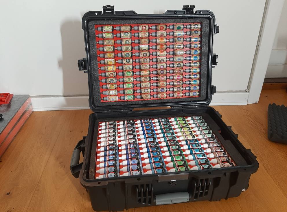 best tackle box for.testors paint Pixiss Model Storage Case for Testors (Holds 60 Bottles) With 6 Fine Detail Miniatures Brushes (Paint Not Included) shallow compartments for storing small equipment and autres small things Pixiss Model Paint Storage Case