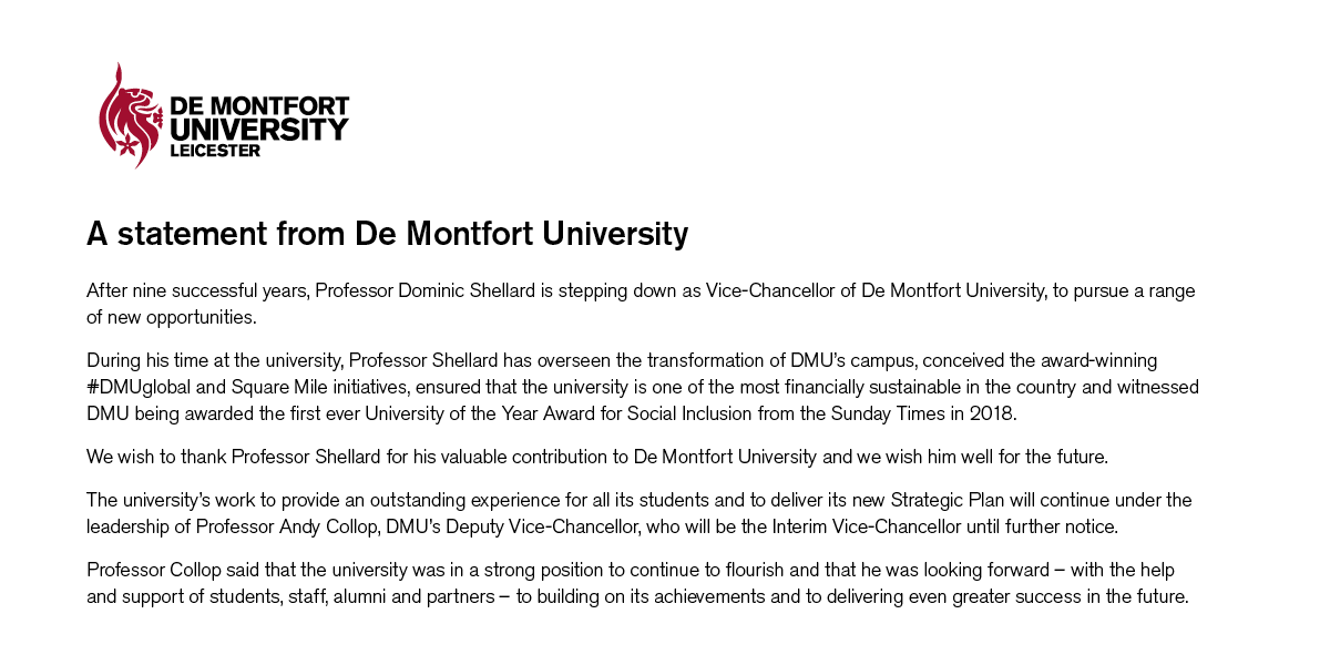 Professor Dominic... - De Montfort University Leicester (DMU) | Facebook