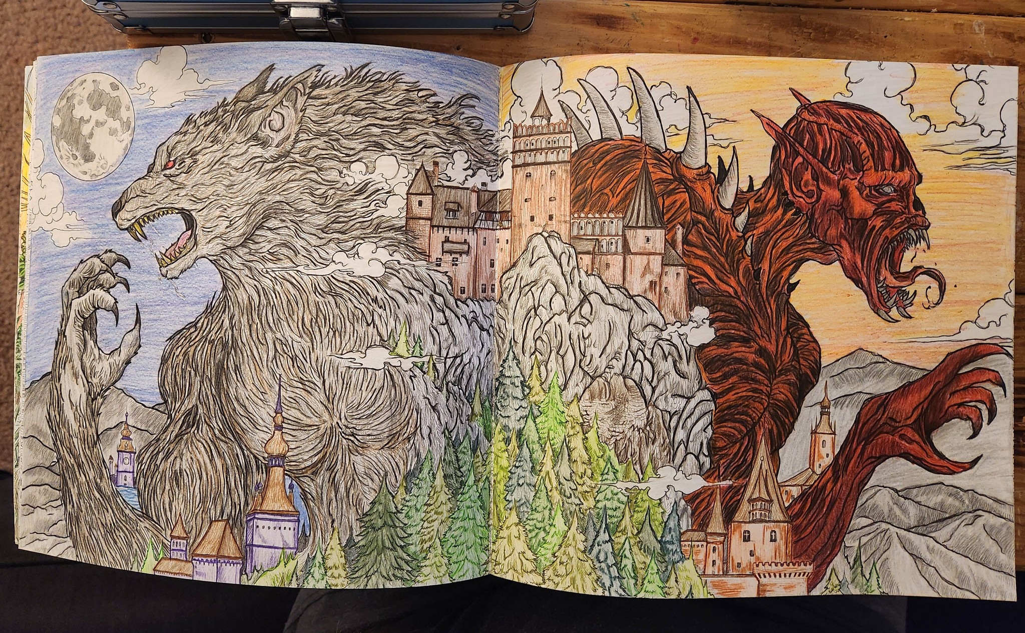 Adult coloring book mythic world