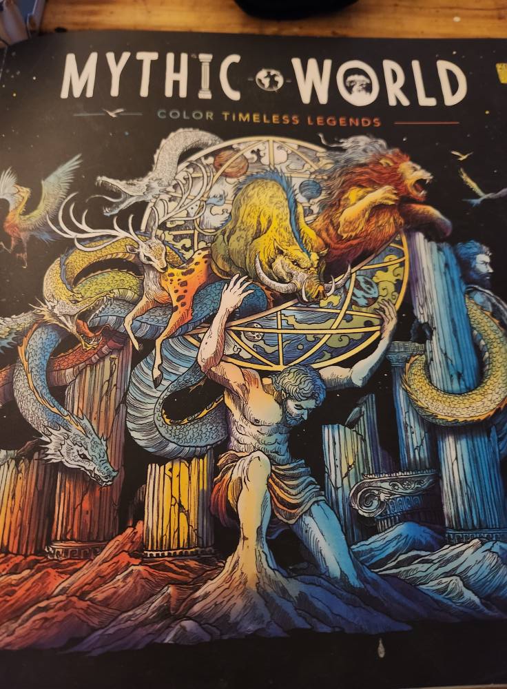 Adult coloring book mythic world