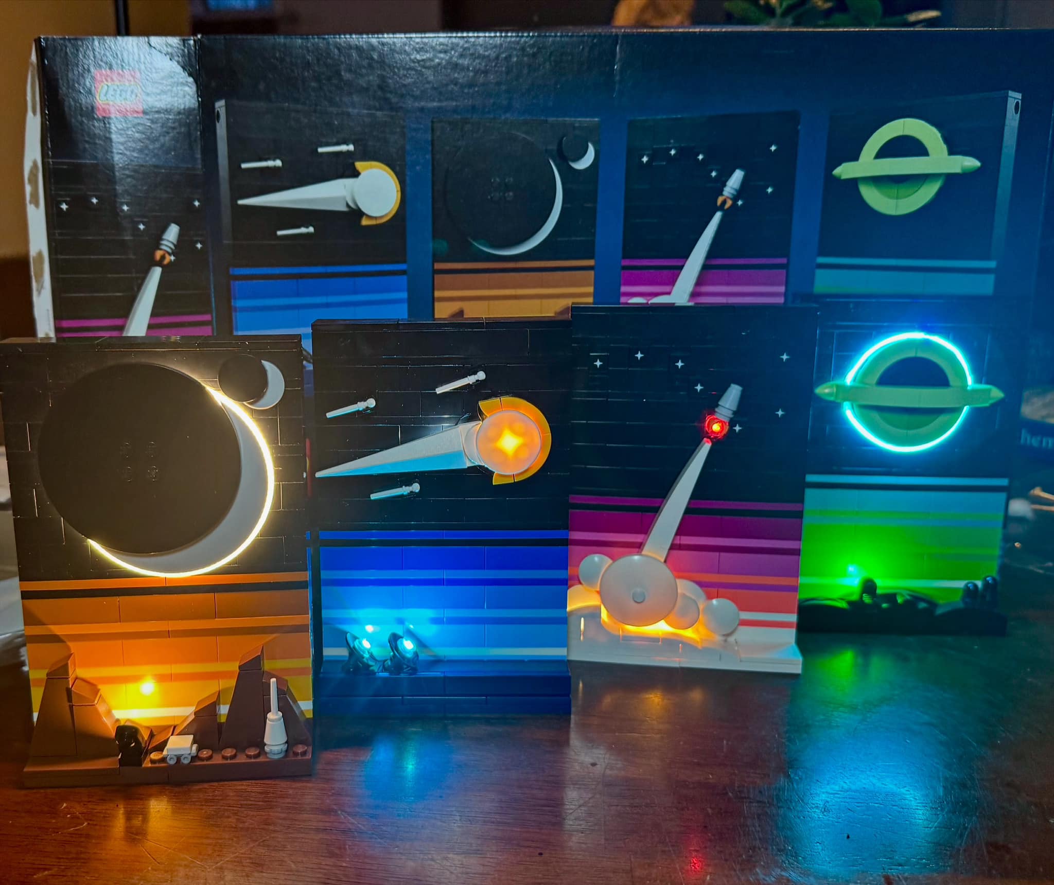 Lego space age set with added lighting