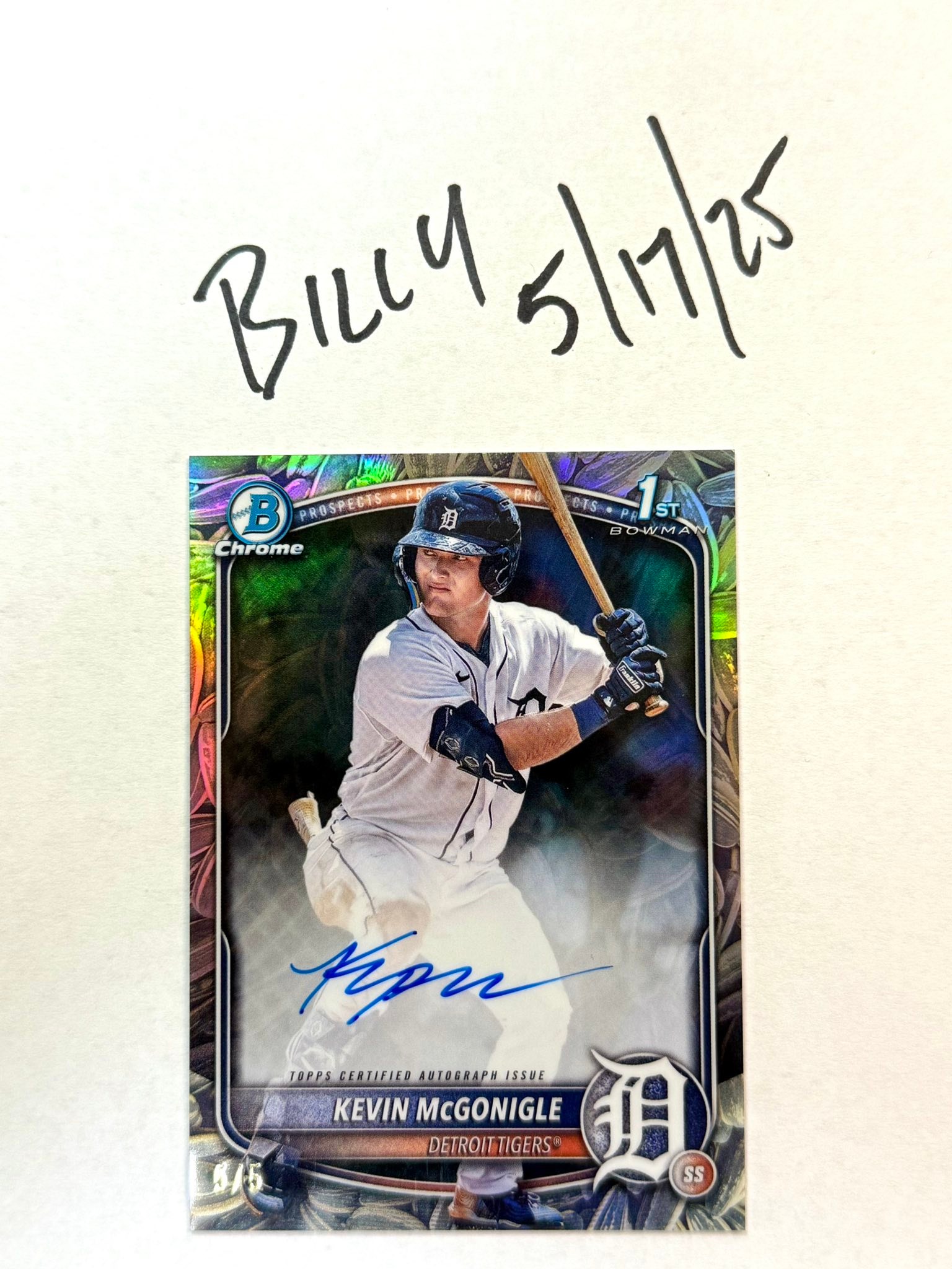 Sold!!! 2025 Kevin McGonigle 1st Auto 5/5 $4,000 obo FS/NFT